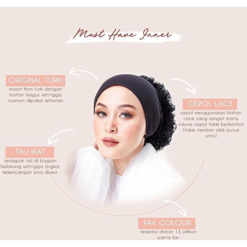 SyamilahHijab-Ciput Turki Premium / Inner Turki Cepol Hijab Jumbo