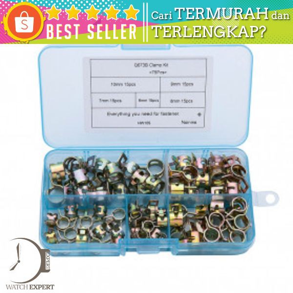 Penjepit Selang Ledeng Pipe Tube Clamp Metal Fastener Plumbing 6-10mm 75 PCS - Alloet HW105