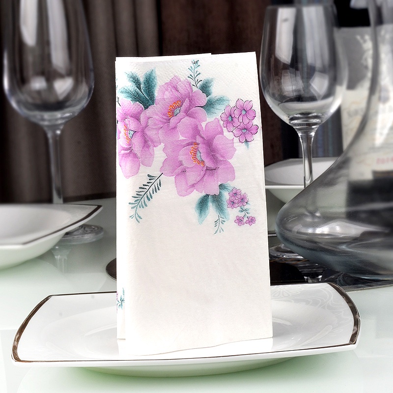 20 Sheets/Pack Purple Rose Printed Paper Napkins Event &amp; Party Tissue Decoration Serviettes