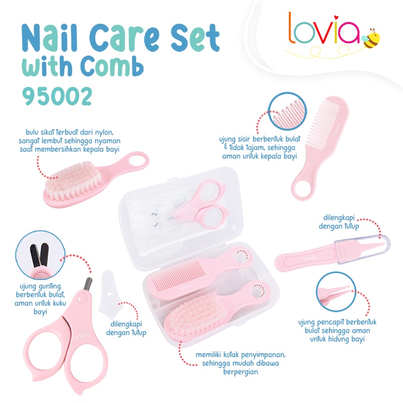 Kiddy Manicure Set 5 In 1 Dengan Sikat / Nail Care Set / Perlengkapan Manikur Bayi / 95002