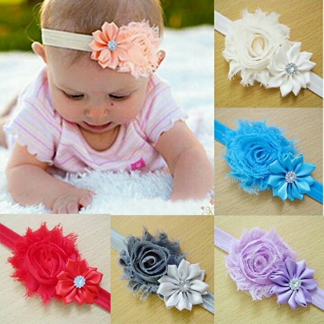 Bandana bunga bando headband mutiara kerut untuk anak dan bayi murah lucu grosir