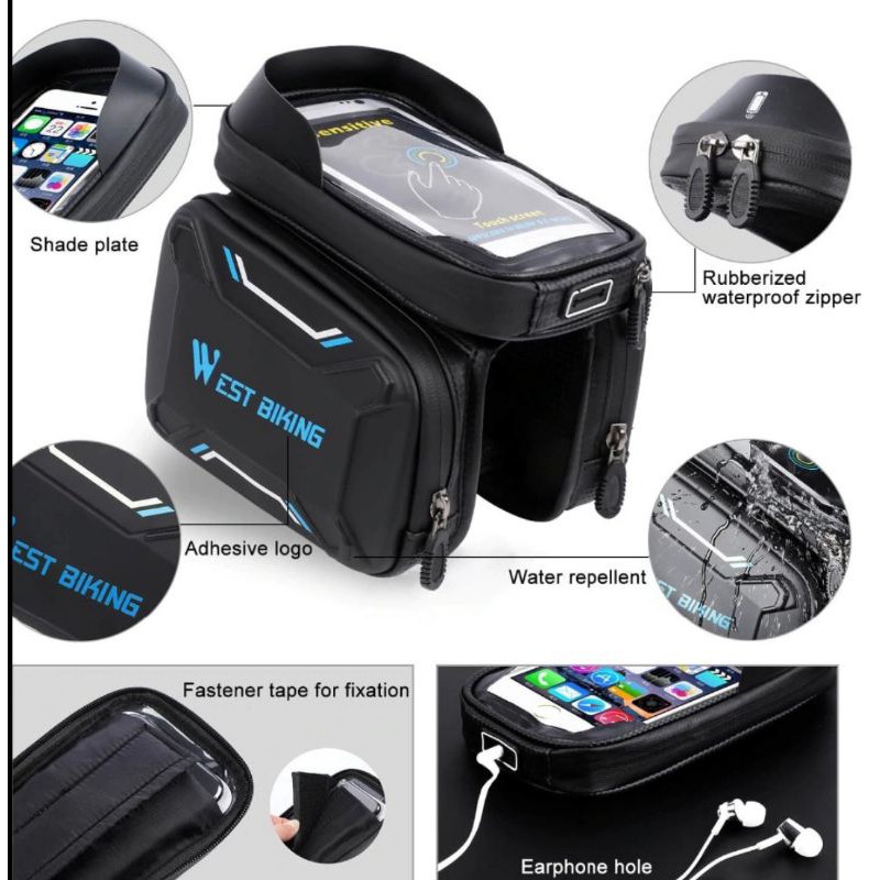 WEST BIKING Tas Sepeda Road Handlebar Waterproof Accessories Screen Touch -  YP0707