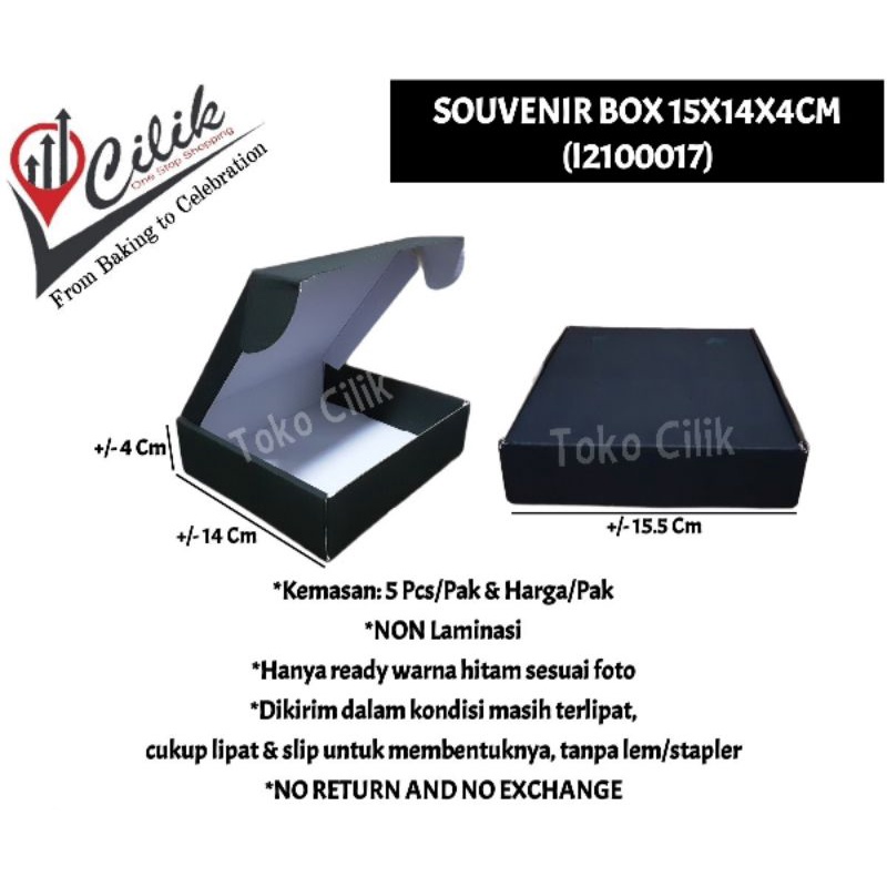 souvenir box hitam 15x14x4 cm kemasan dus box hampers gift kado kue