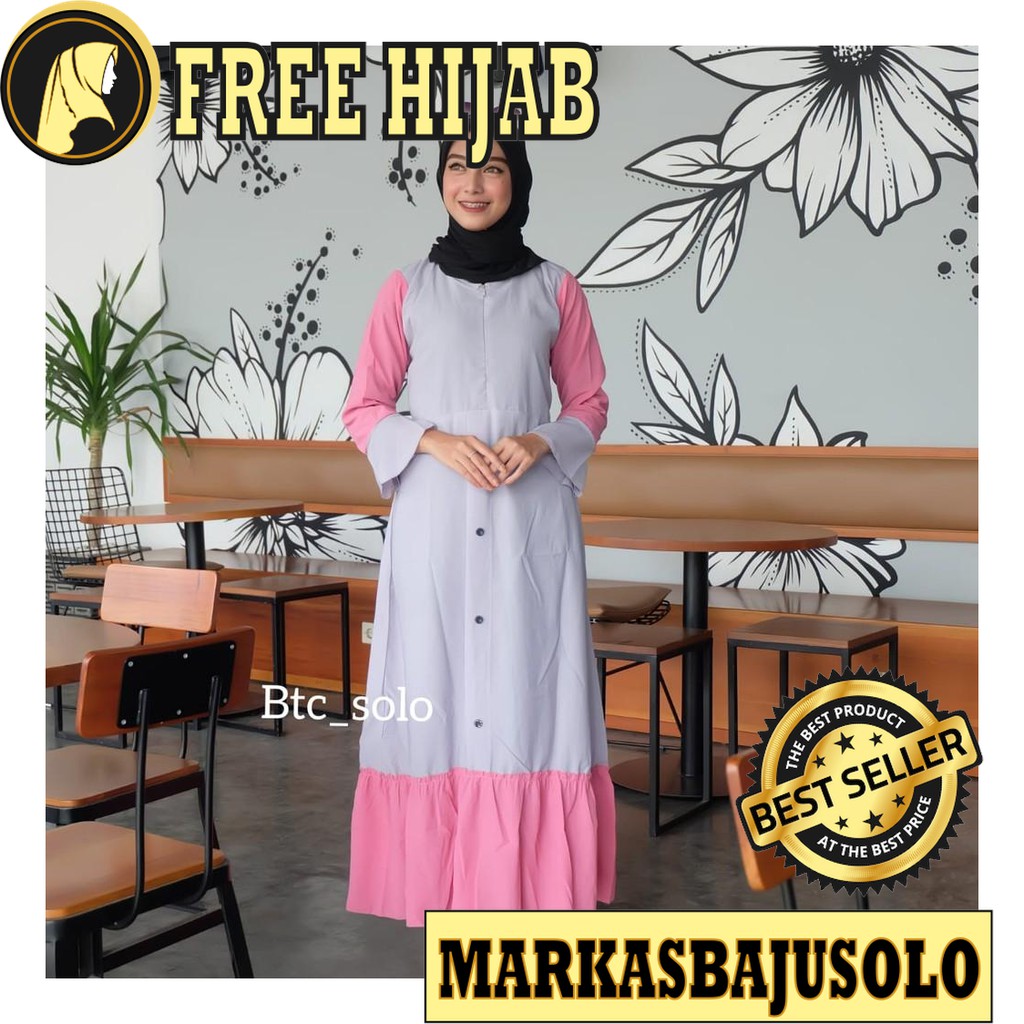 MIXA GAMIS BUSUI RESLETING DEPAN / GAMIS SYARI MURAH BRUKAT PLISKET BROKAT JUMBO ANAK