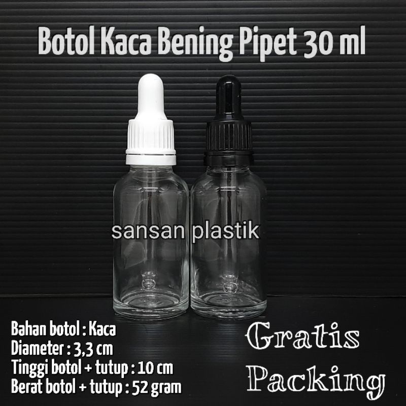 Botol Kaca pipet 30 ml bening / Botol pipet 30ml kaca Bening