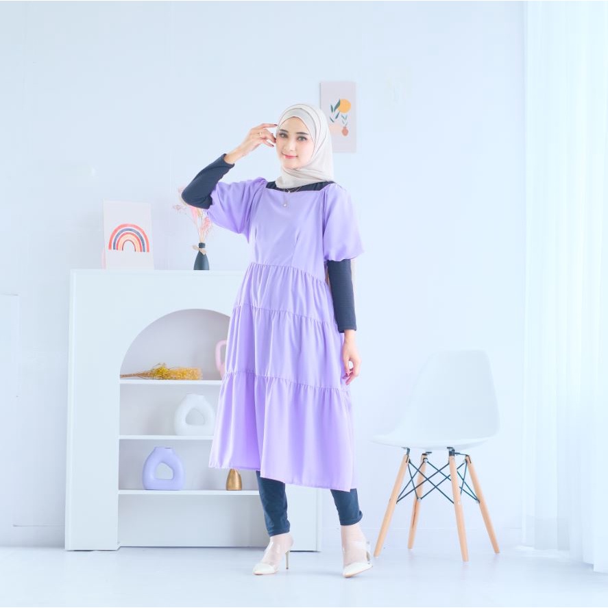 (DBY) TUNIK ARSYANI RUFFLE MIDI DRESS