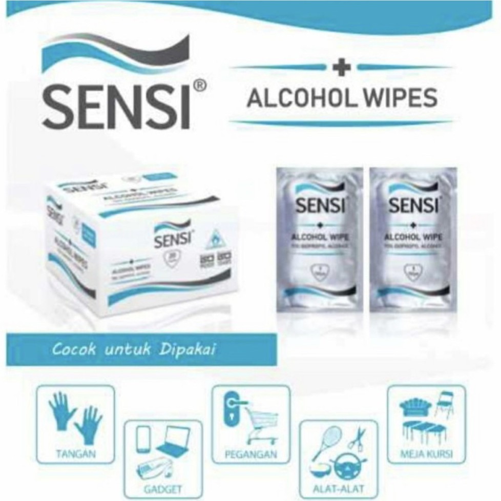 SENSI Alkohol wipes / Tisu Alkohol 70% /Tissue Anti Bakteri,Virus,Kuman / Antiseptic Wipes