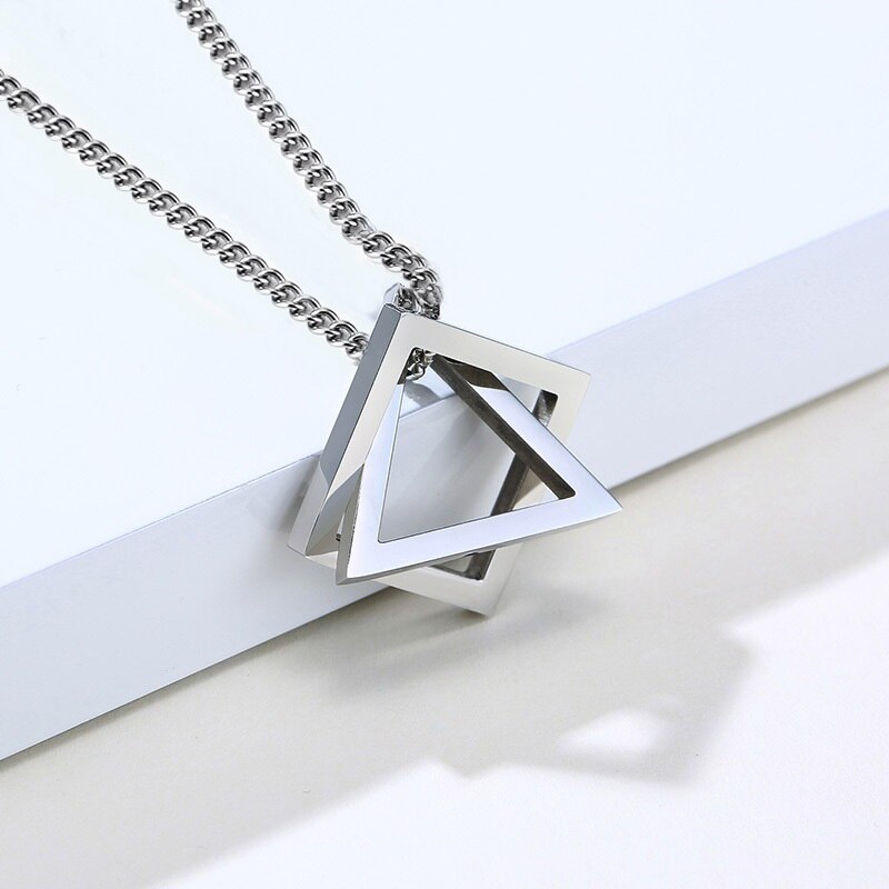 Square Triangle Rock Necklace,Geometric Stacking Streetwear Hip Pop Necklace Couple Necklace