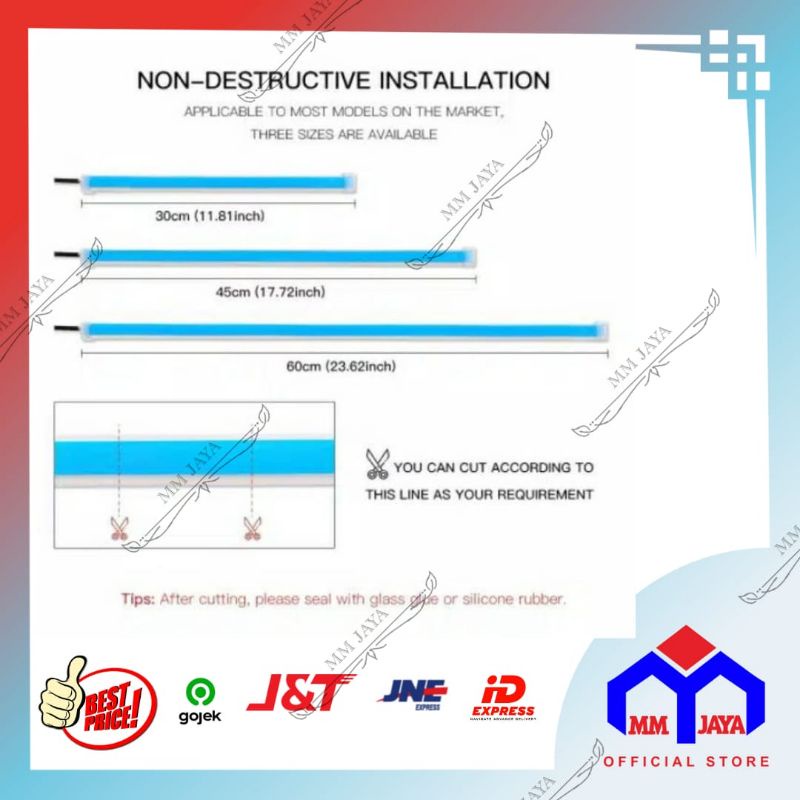 Lampu Alis LED slim alis DRL fleksibel waterproof 12v 60cm 2 mode running (1Pasang=2pcs)