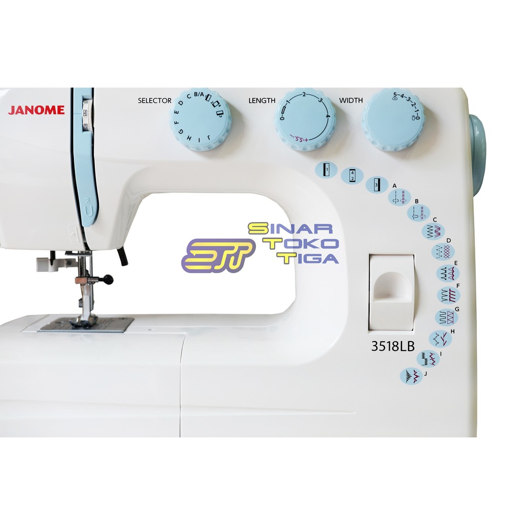 JANOME 3518 LB LIGHT BLUE MESIN JAHIT PORTABLE PEMULA 3518LB