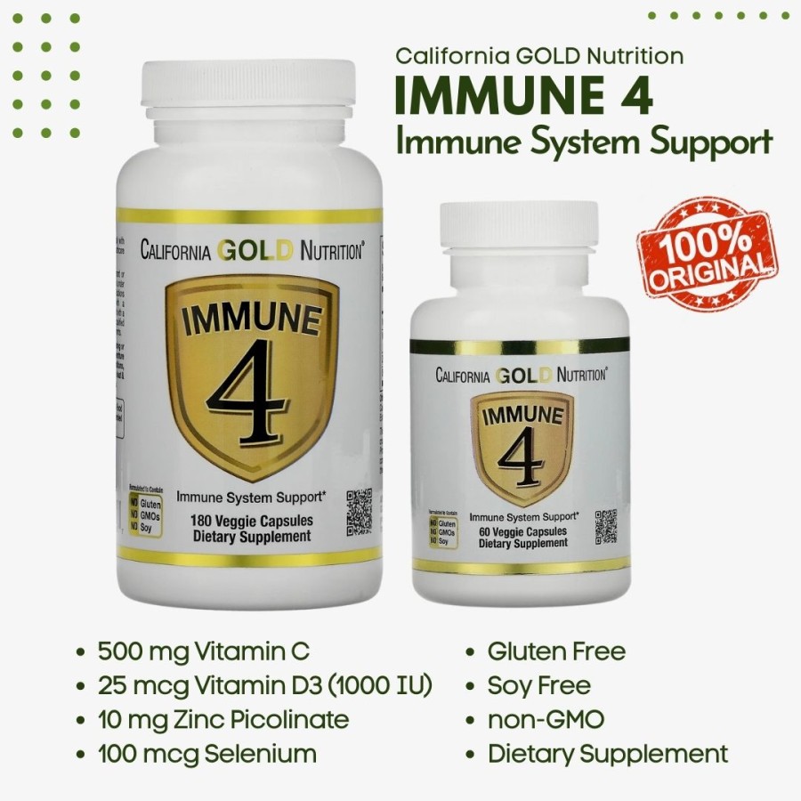 California Gold Nutrition Immune 4 Multivitamin Imun 60 180 Veggie