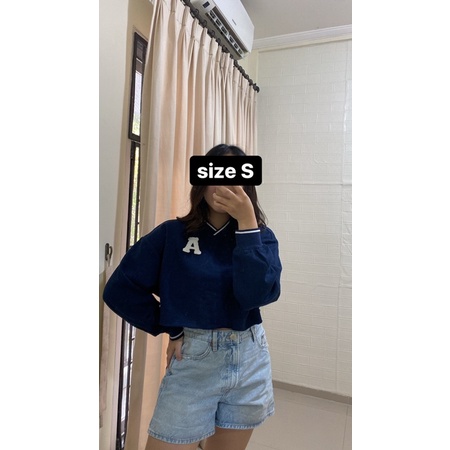 H* Cropped Sweatshirt Yellow &amp; Navy