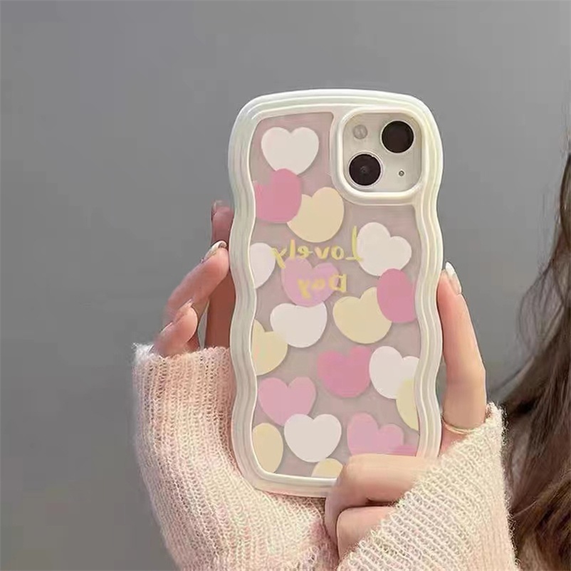 Soft Case Silikon TPU Motif Graffiti Hati Untuk Compatible for iPhone 14 13 12 11 Pro Max X Xr Xs Max iPhone 8 7 6 6s Plus Clear Love Heart Graffiti Phone Case Soft Silicone Anti-Drop TPU Shockproof Phone Protective Cover