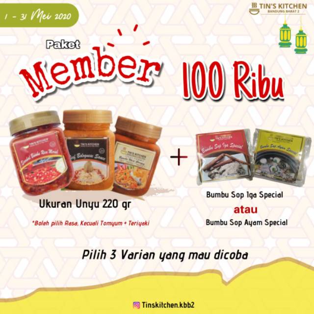 

PAKET MEMBER TIN'S KITCHEN BUMBU MASAK INSTANT PRAKTIS LEZAT SIMPEL