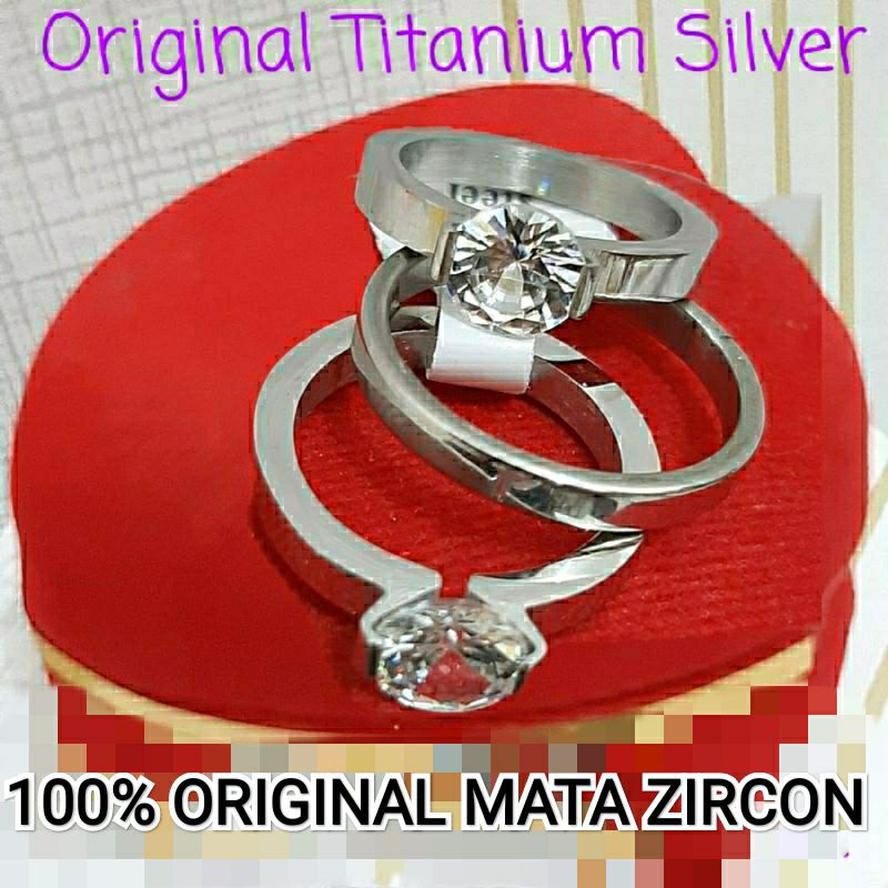 Cincin wanita titanium Anti karat /anti luntur Model Permata berlian pouch Asli 100% quality premium