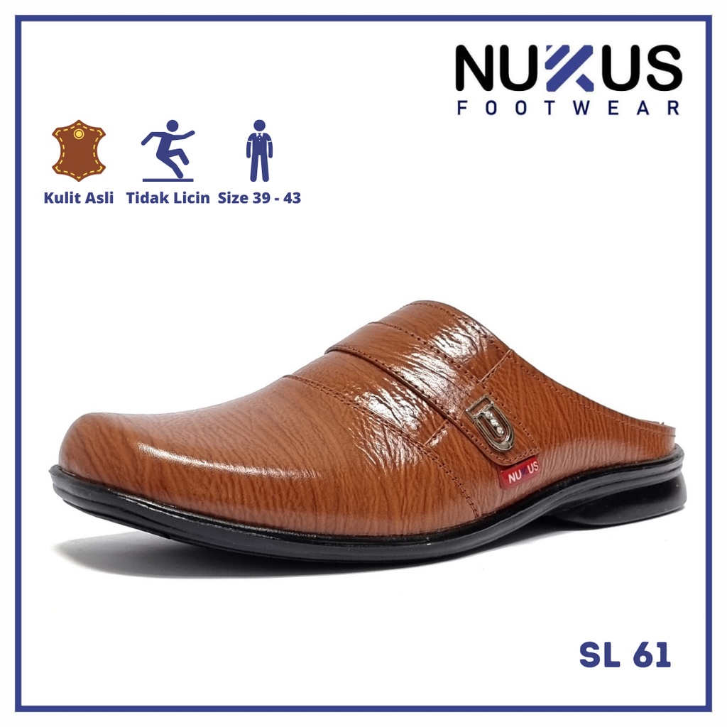 Nukus Sandal Selop Pria Kulit Asli Coklat Tan - SL 61