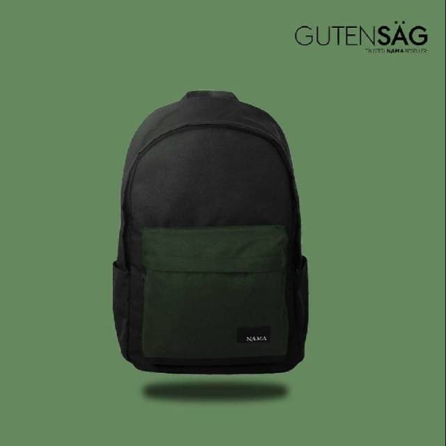 Backpack by NAMA | Lite. Dual Tone 302 Black pocket Army Green