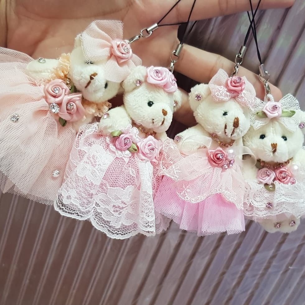 mini teddy bride doll bag charm / gantungan hp