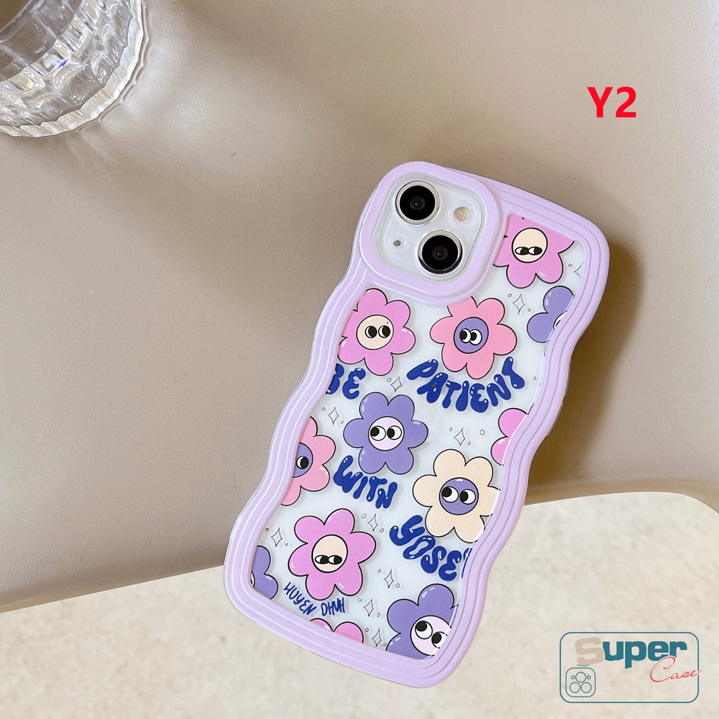 Untuk Oppo A17 A15 A95 A16 A57 A78 A12 A17K A55 A77 A77s A3s A16K A96 A1K A9 A5 A54 A74 A76 A15s A7 A5s A16E A53 A16s A52 A33 Reno 8T 6 5 7z 8z 7senyum Bunga Case Tepi Bergelombang Lembut