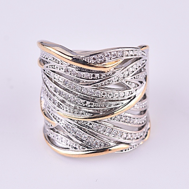 New Women's Fashion Two-color Zircon Ring