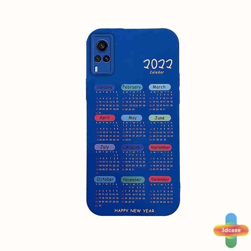 Soft TPU Case Samsung A10S A50 A20S A03S J7 Prime A02S A20 A72 A32 A52 A12 A51 A50S A10 A30S A52S A30 M12 M10 M01S A54 A15 A16 A9 A5 Y12 Y20 A12 Motif 2022 Klein Blue Calendar Camera Lens Protection Case