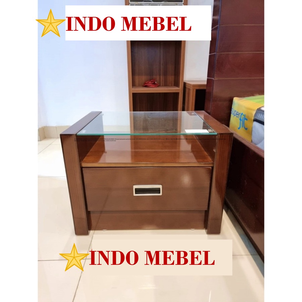 Nakas Side Table Tempat Tidur At Home Kayu / Bedside Table READY MAKASSAR PROMO MURAH
