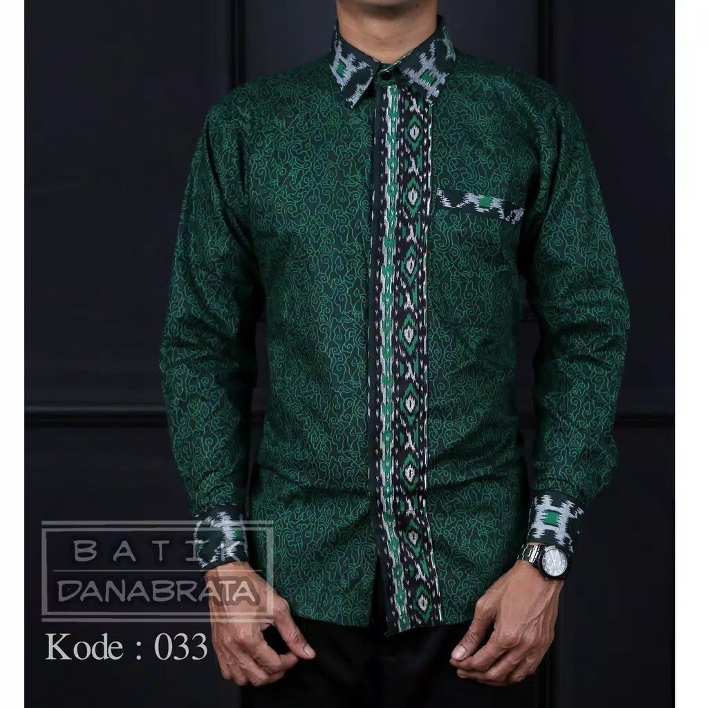 Kemeja Batik Danabrata Lengan Panjang Motif Mega Hijau Size M L Xl Xxl Model Regular