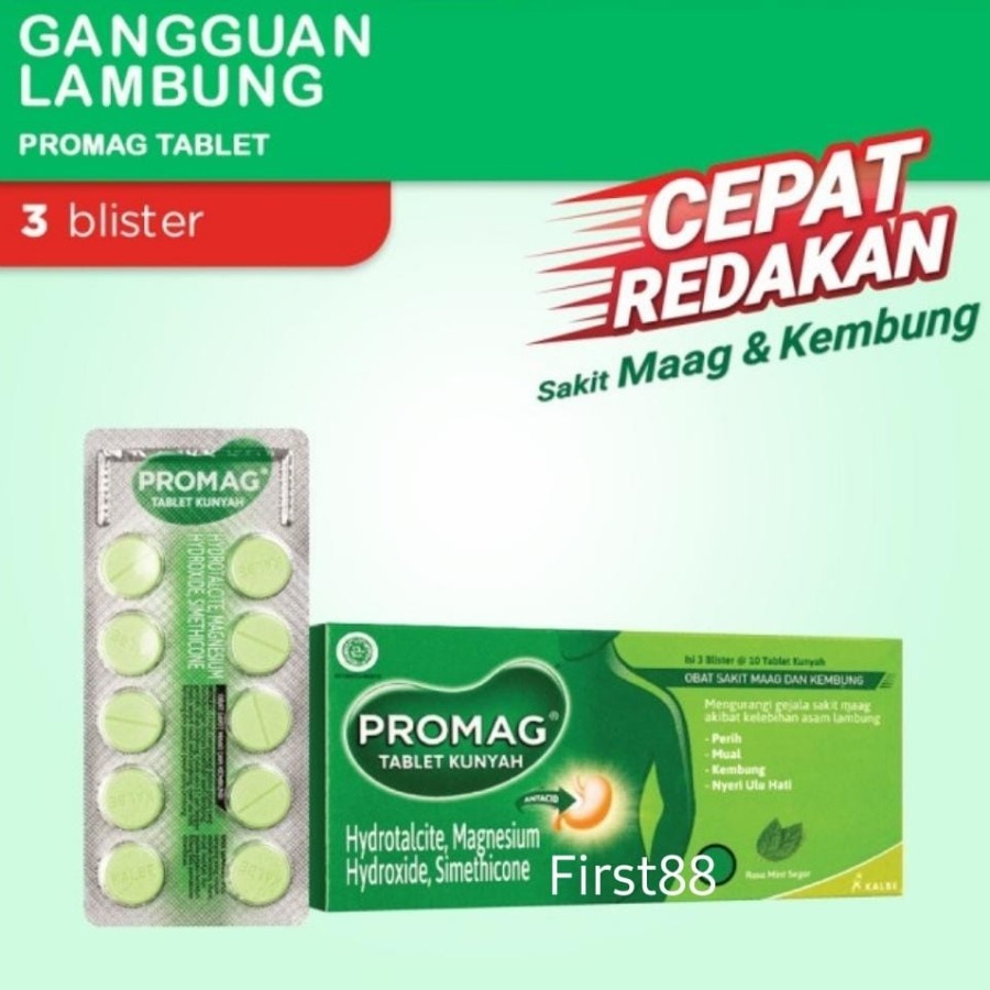 Promag tablet 1 strip isi 10 tablet / Obat sakit mag dan kembung