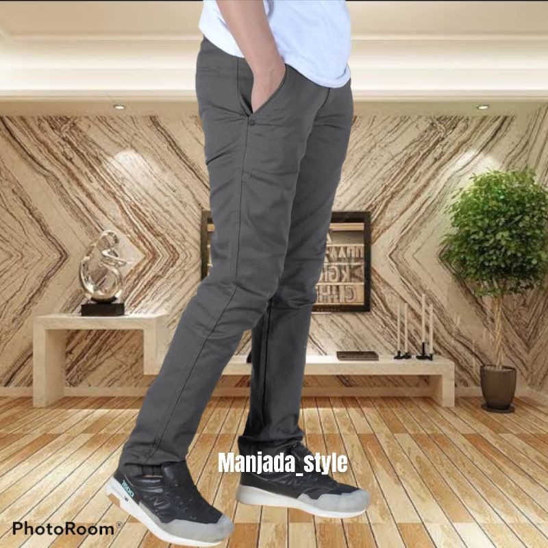 CELANA CHINO Panjang pria Slimfit KERJAHARIAN CHINOS CINO Santai Casual Formal Hitam Abu Cream Army