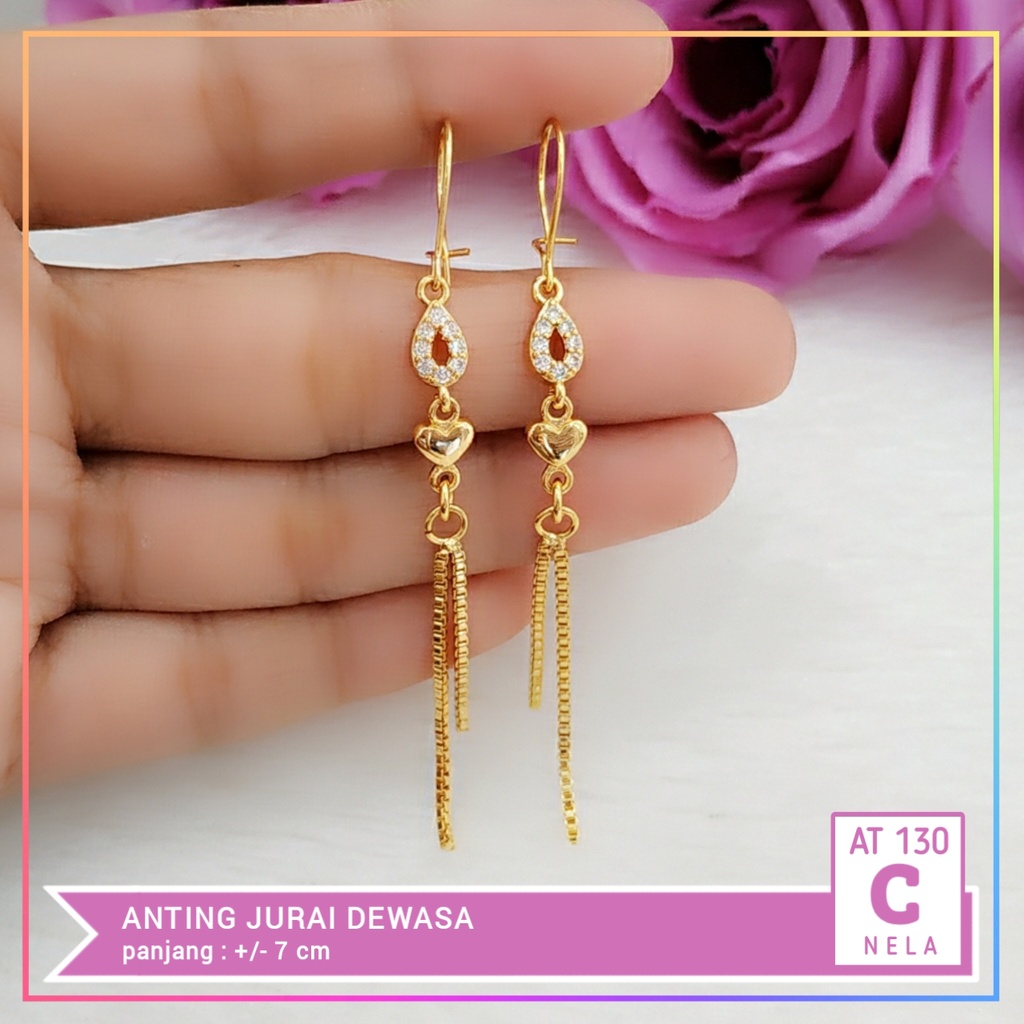 Anting xuping anting dewasa jurai labu bulat permata zirkon perhiasan lapis emas wanita AT 130-C