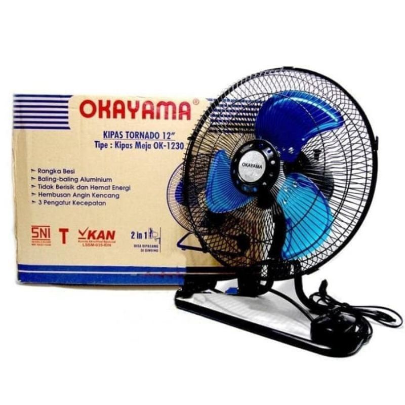kipas angin meja dan dinding besi 2 fungsi 12 in okayama ok-1230