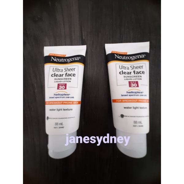 Jual New Formula Neutrogena Ultra Sheer Clear Face Sunscreen Liquid