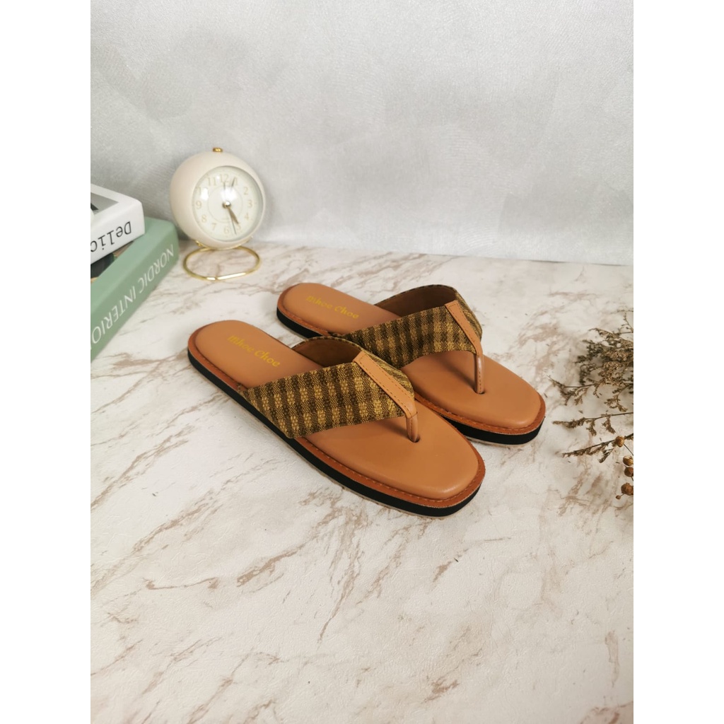 QZ - Dita Flip Flop Sandal Wanita Santai Motif Kotak UJ 03