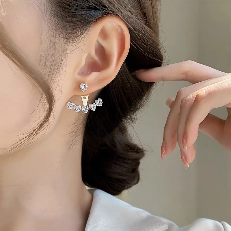 Anting Stud Kristal Melengkung Warna Emas Gaya Elegan Untuk Aksesoris Perhiasan Wanita