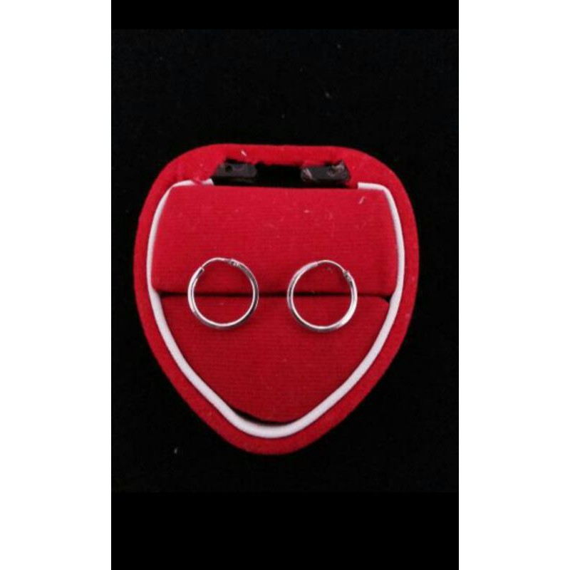 ANTING BULAT POLOS  PERAK 925 LAPIS EMAS PUTIH / PERHIASAN SILVER PRIA WANITA / PERAK ASLI /AT815