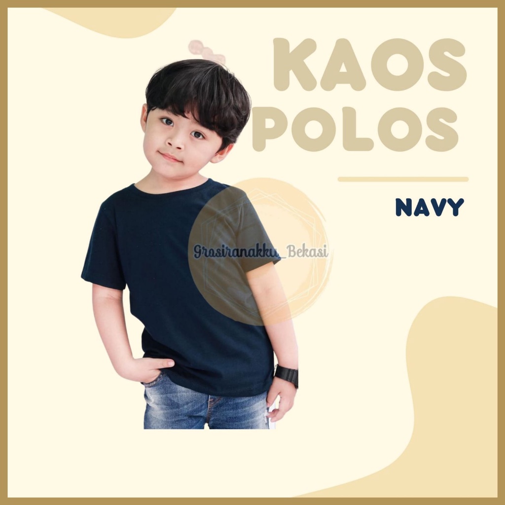 Kaos Anak Polos Navy Size 1-5Tahun