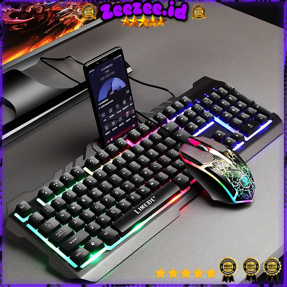 Keyboard Gaming RGB with Mouse + Holder Smartphone T21 Black