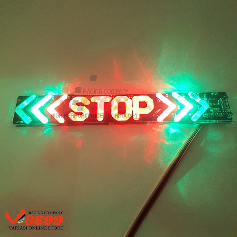 LAMPU LED TULISAN STOP 20CM RGB 12V DC BISA SEMUA MOTOR UNIVERSAL