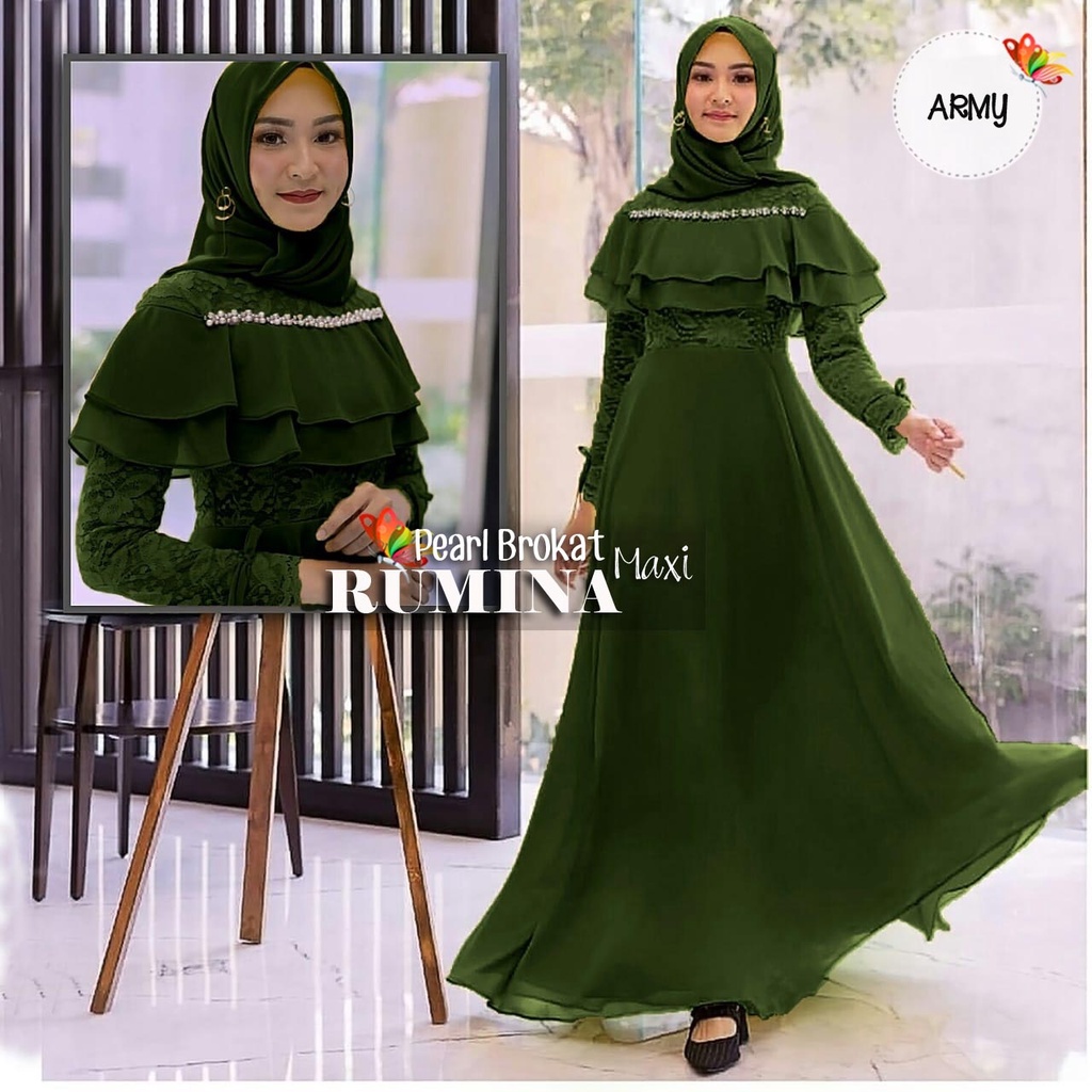 MAXI RUMINA PEARL SIZE LD104 / MAXI DRESS RUMINA READY XL-ARMY