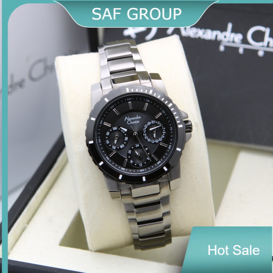 JAM TANGAN WANITA ALEXANDRE CHRISTIE AC 6141 / AC6141 GREY BLACK ORIGINAL by plp