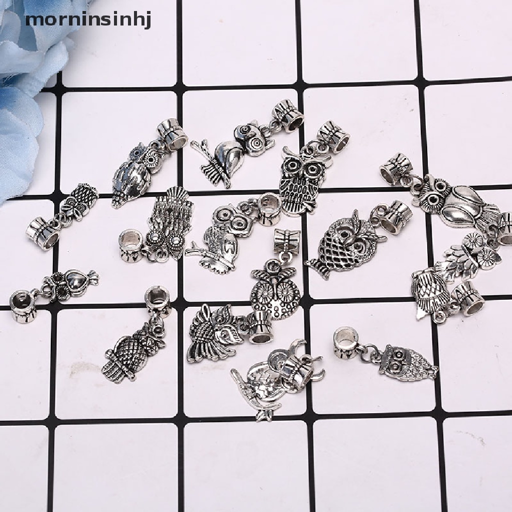 16pcs Liontin Bentuk Burung Hantu Tibet Bahan Alloy Warna Silver