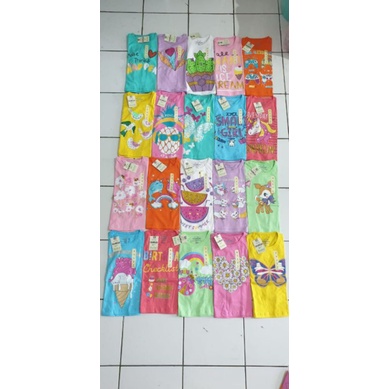 Kaos anak perempuan tangan panjang lengan motif print atasan Harian bahan cotton combed