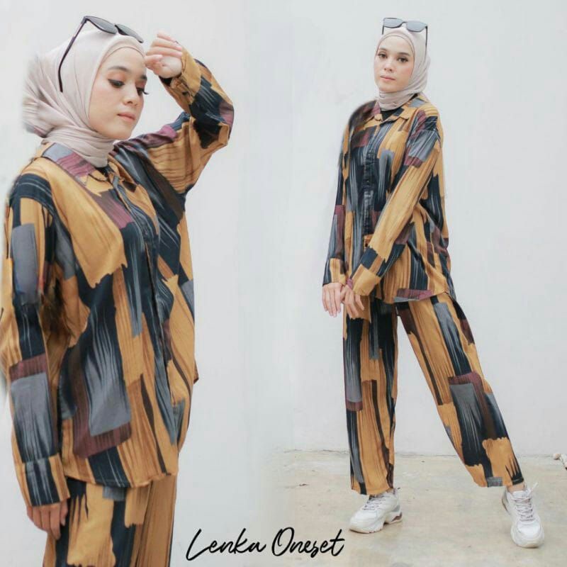 SETELAN PIYAMA WANITA PREMIUM HIGH QUALITY // LD 100 - 110 ONE SET RAYON MOTIF BARU // SET RAYON-Asmiranda set