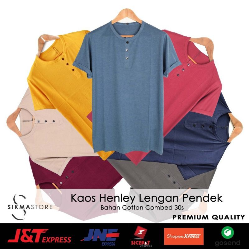 Kaos Polos Kancing Pendek Pria/kaos pria Kancing/ Kaos Henley