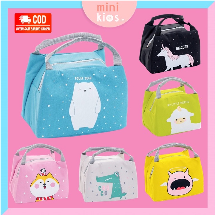 Cooler Bag / Tas Penyimpan Asi / Tas Bekal Kanvas Cooler Bag Asi / Tas Bekal Makanan Karakter / Lunch Bag