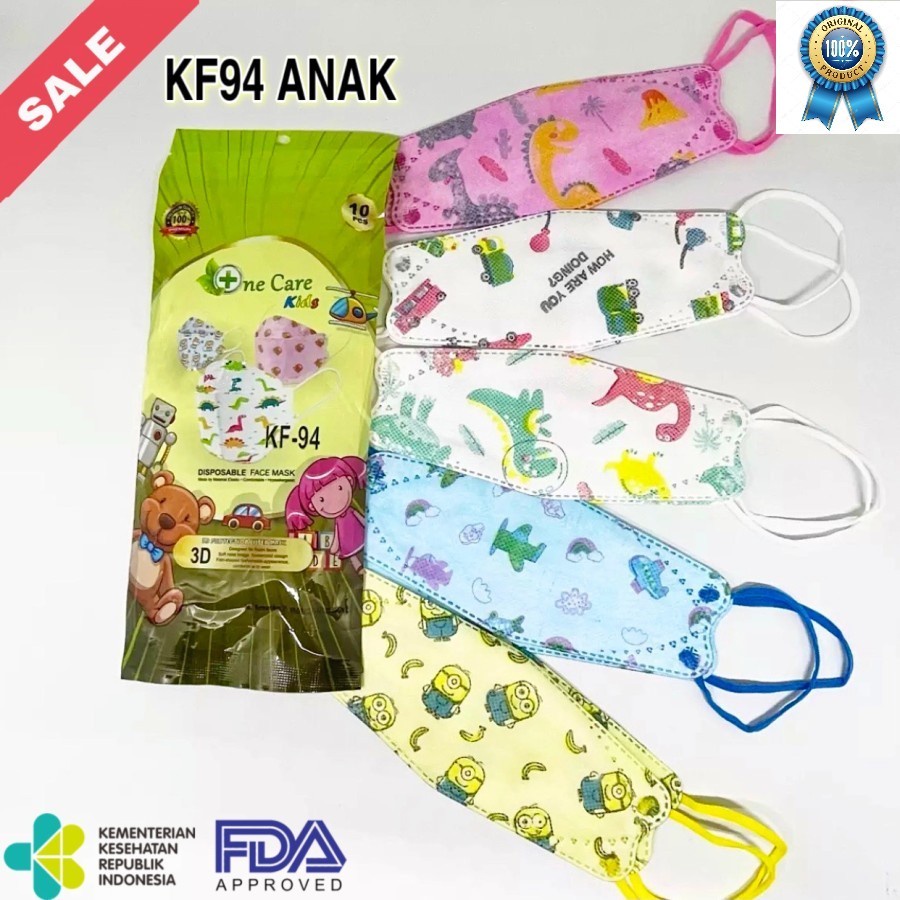 MASKER ANAK KF94 KOREA KIDS FACE MASK KF 94 ANAK MOTIF Per 10pcs
