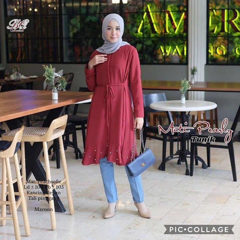 Muti pearly tunik atasan wanita fashion remaja