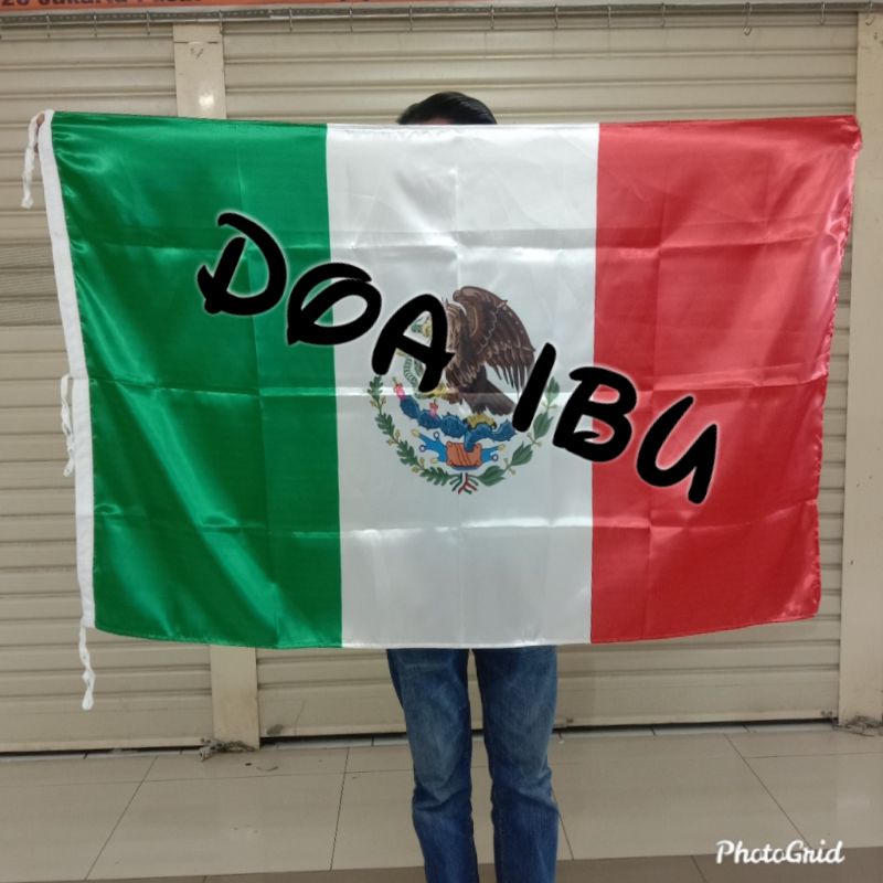 

best seller bendera MEXICO bahan satin 90cm x 135cm