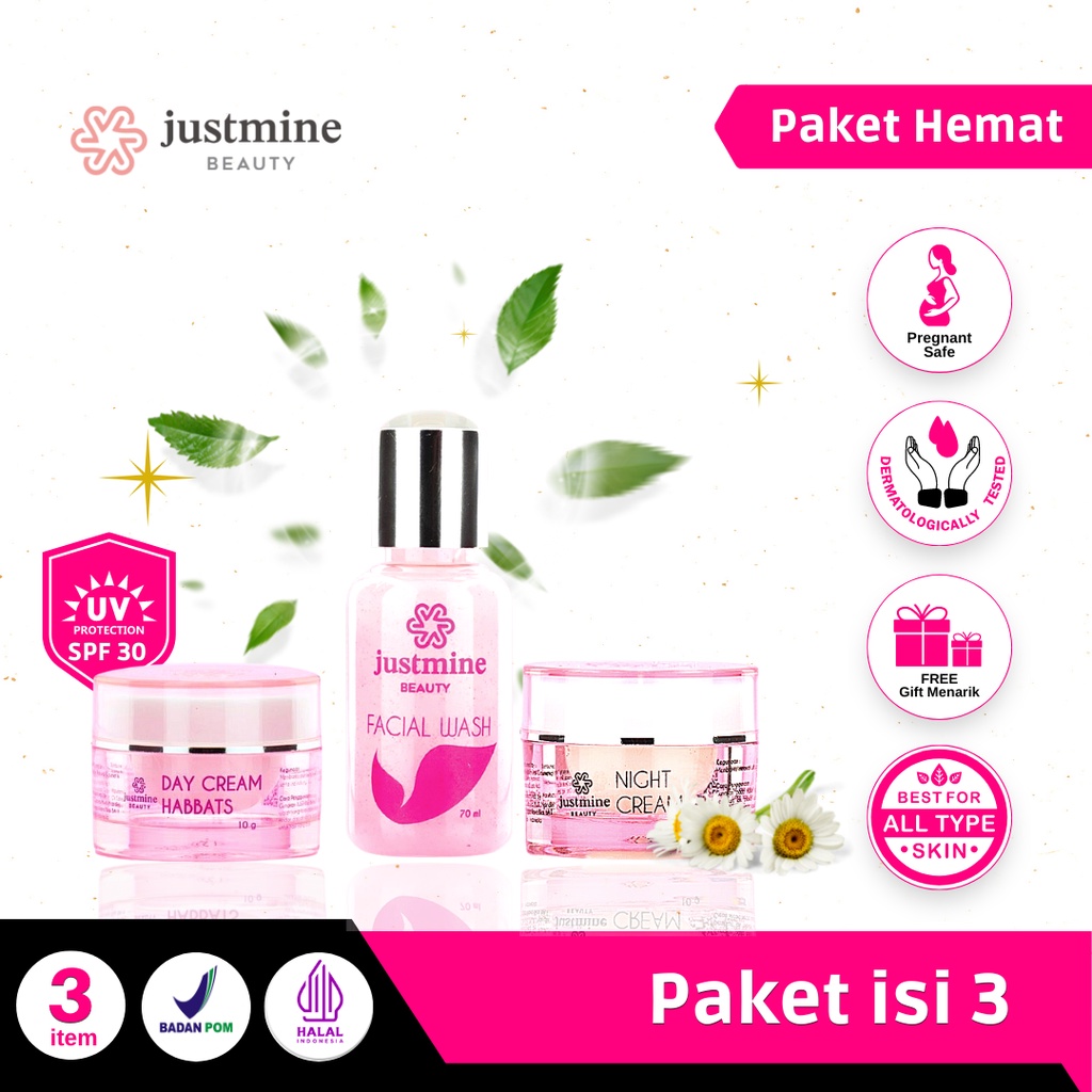 Justmine Beauty Skincare Paket isi 3 All Varian Series - Untuk Semua Jenis Kulit