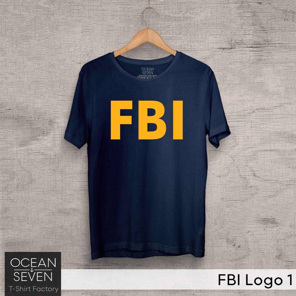 OCEANSEVEN.ID Kaos Distro FBI Logo 1 Baju Pria Kaos Lengan Pendek Polo Shirt